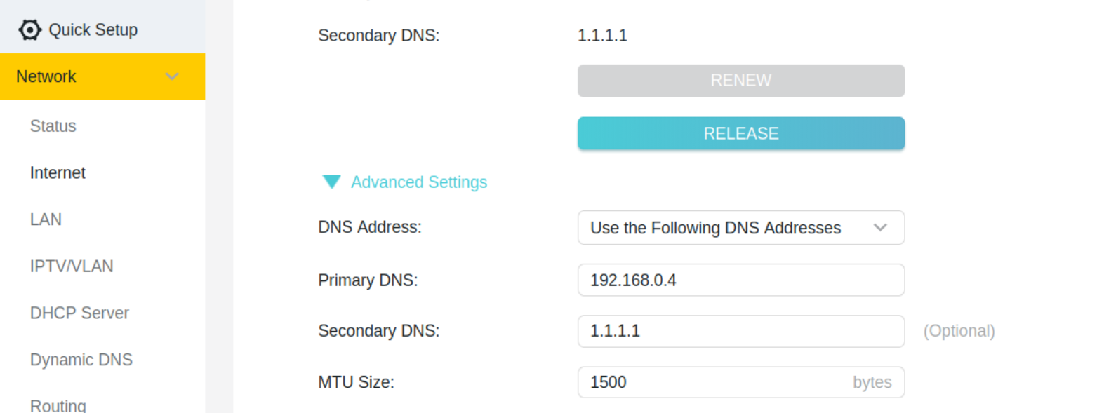 AdGuard setup as DNS in the router